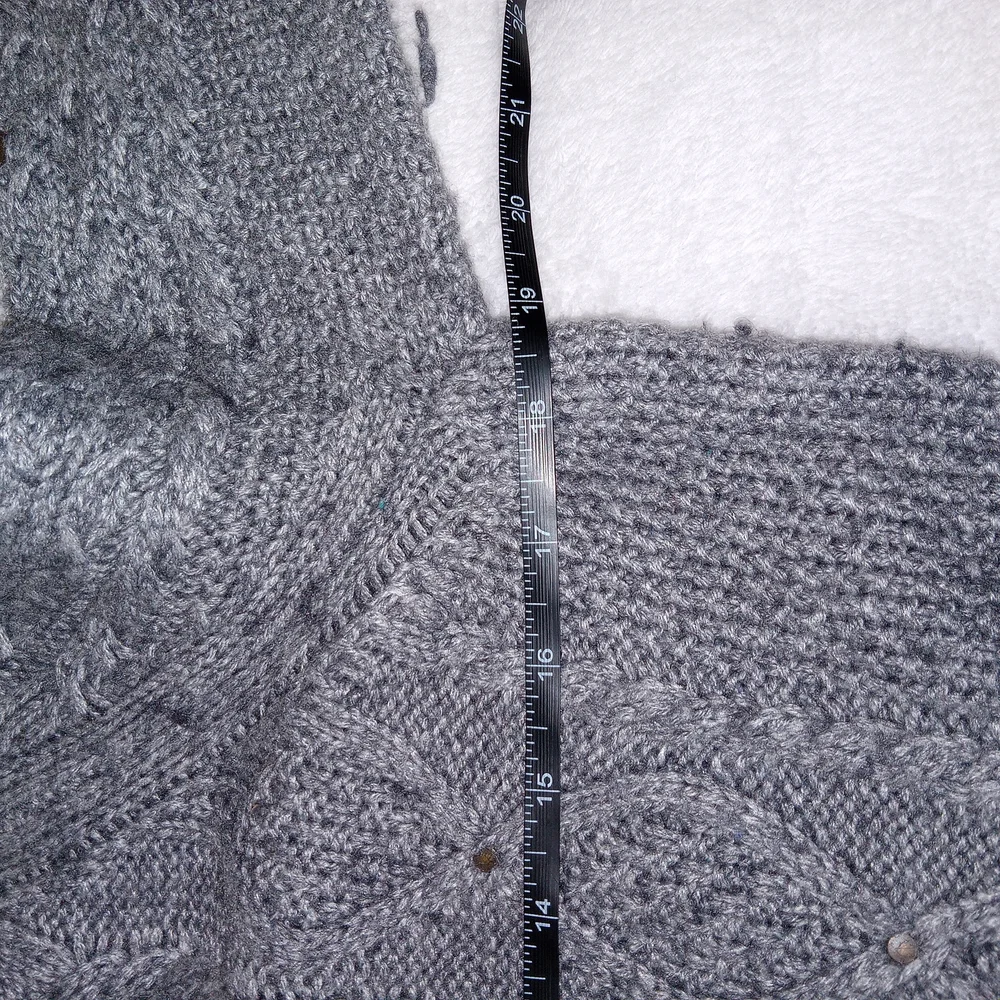 Y2K Fitted American Eagle Gray Wool Cable Knit  Sweater Dress Size M
